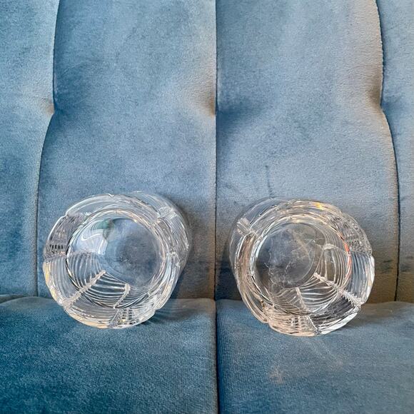 Ralph Lauren Crystal Glass Herringbone Old Fashioned Bar Glass Whiskey Set of 2 - Picture 5 of 7